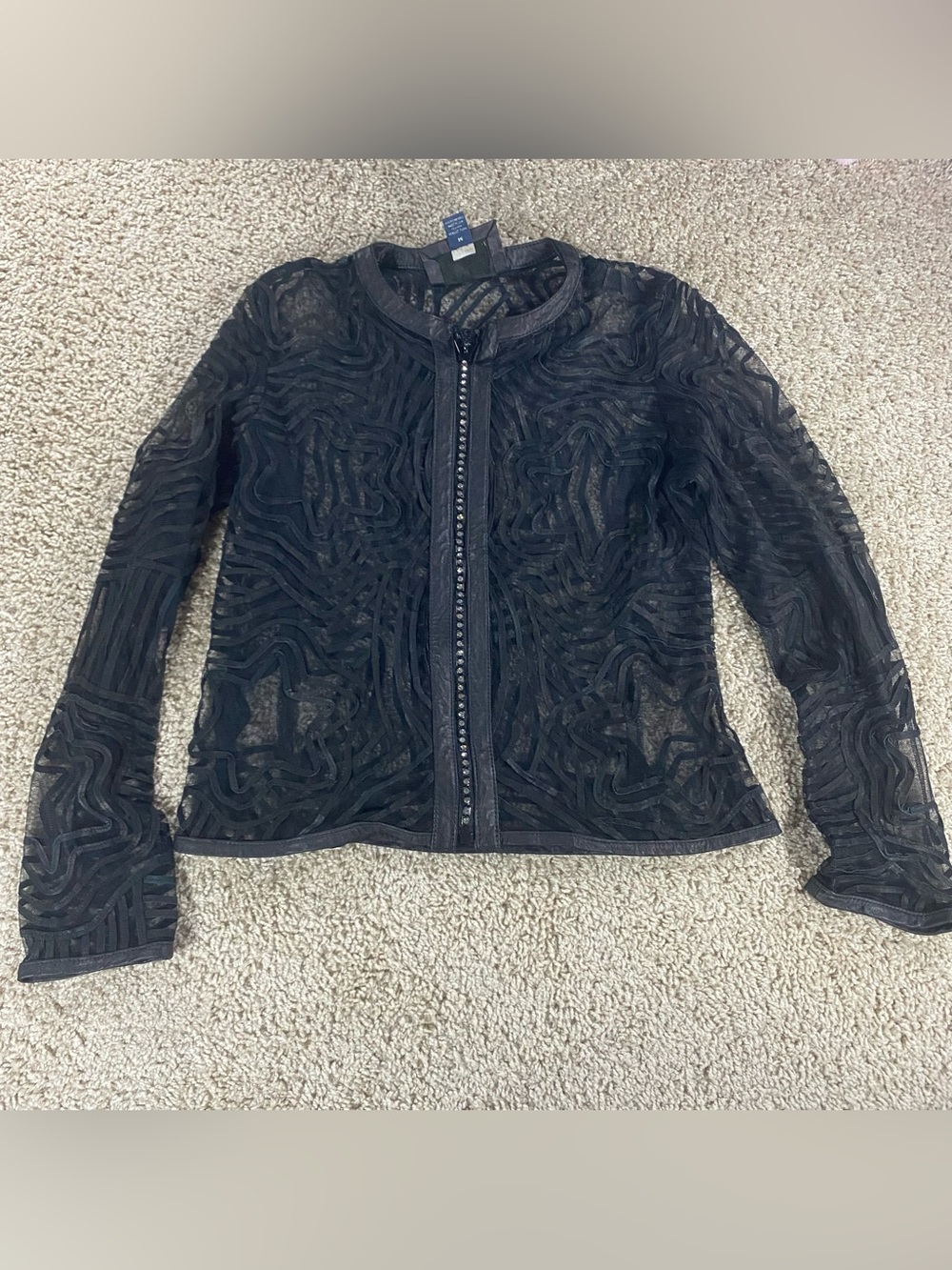 Natto Leather Mesh Sheer Black Jacket Stars size M Whimsigoth Witchy Coquette